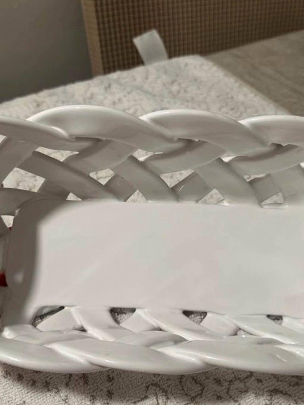 Primo'Gi Italy White Woven Ceramic Bread Basket - Handmade Lattice vintage - Picture 6 of 10